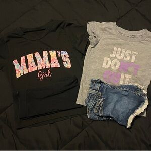 Graphic Tees and Denim Shorts Set
